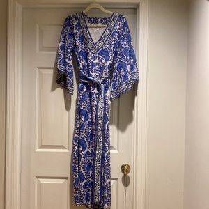 Sue Sartor Blue Kaftan MIDI. Never worn. New without tags. Medium.